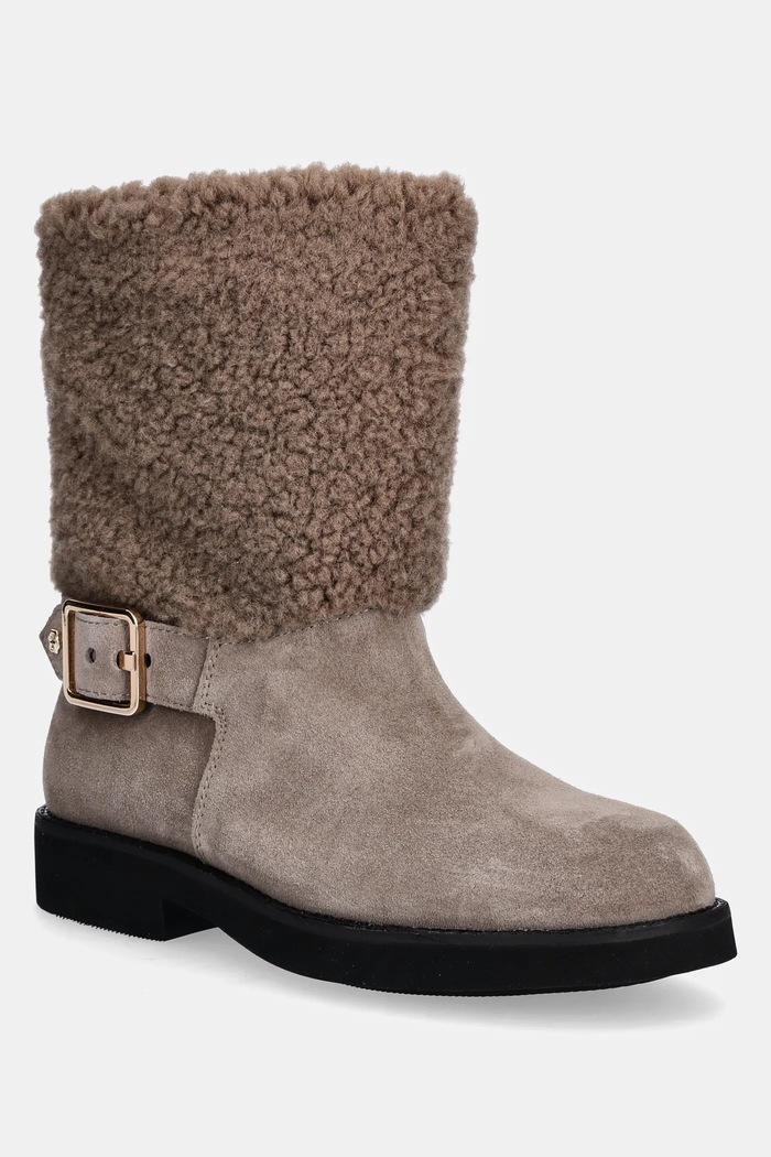 Botine Avelle din piele întoarsă bej