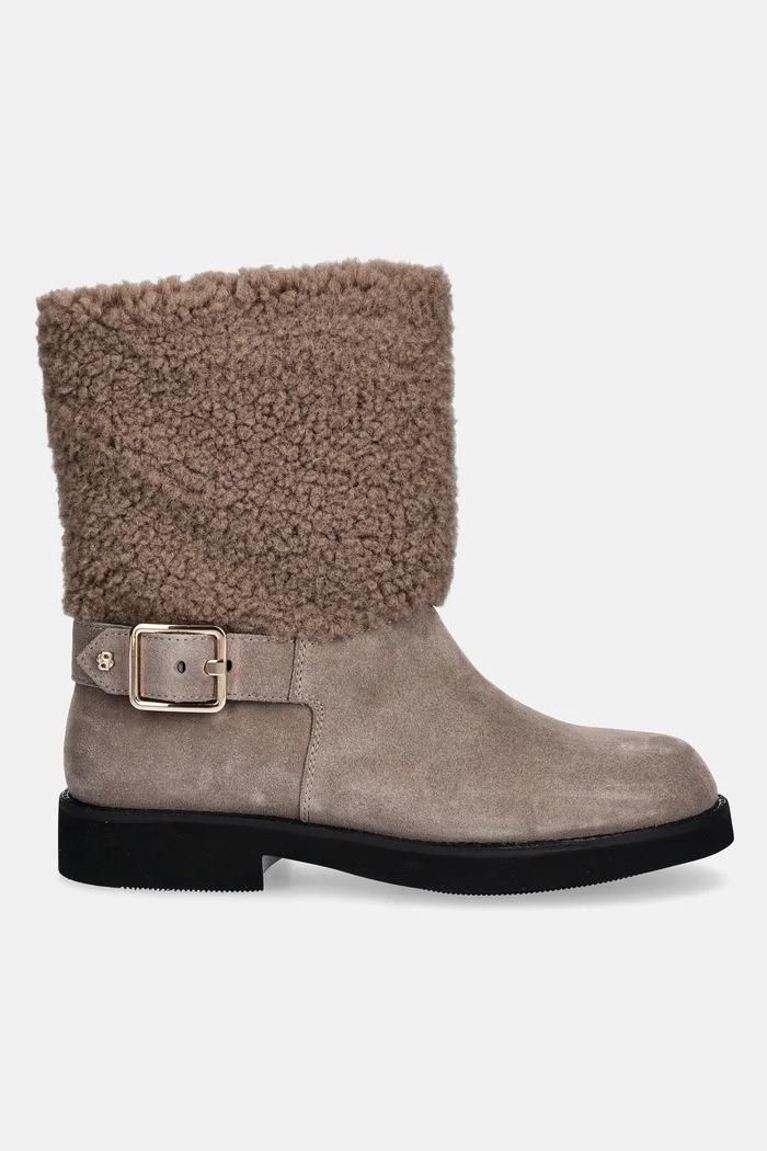 Botine Avelle din piele întoarsă bej