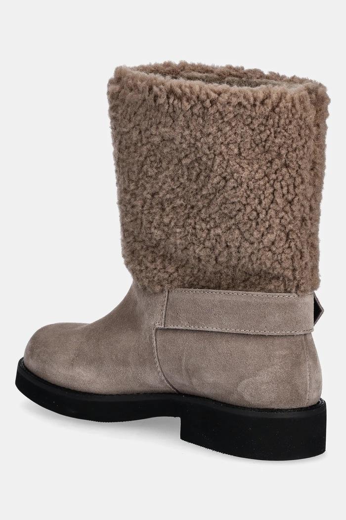 Botine Avelle din piele întoarsă bej