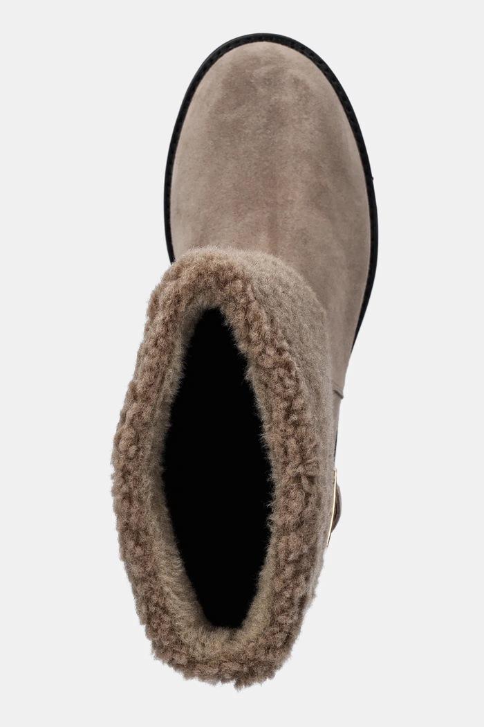 Botine Avelle din piele întoarsă bej