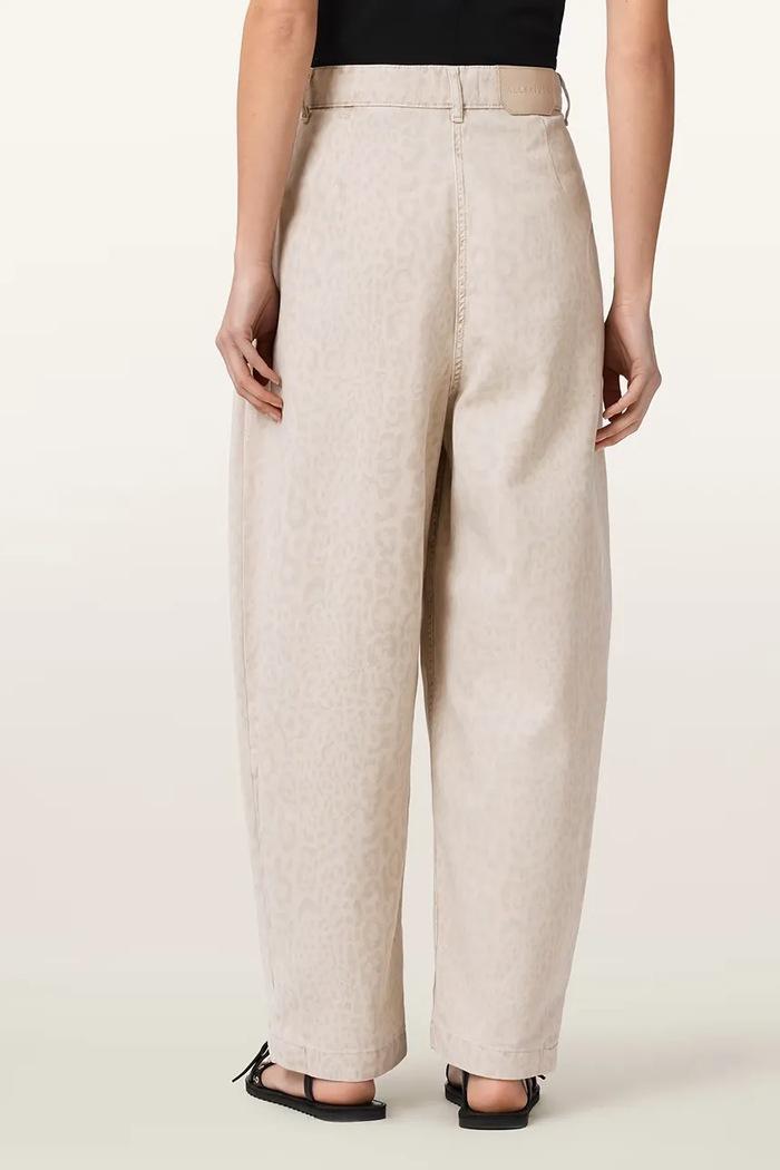 Pantaloni Avelle baggy pentru femei din bumbac bej