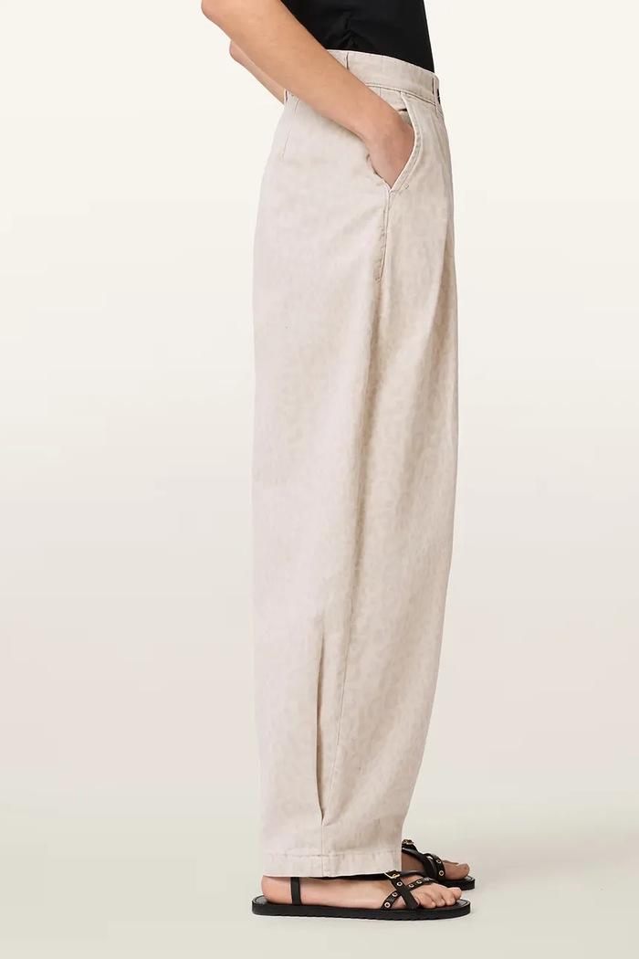 Pantaloni Avelle baggy pentru femei din bumbac bej
