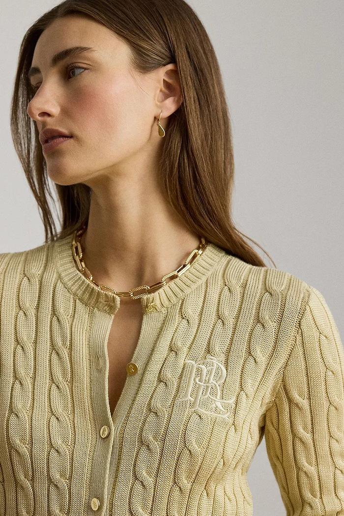 Cardigan Avelle pentru femei din bumbac galben