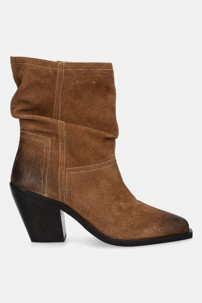 Botine Avelle din piele întoarsă maro