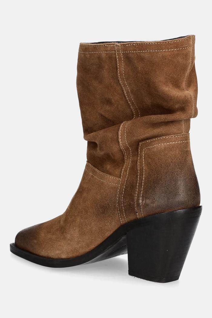 Botine Avelle din piele întoarsă maro