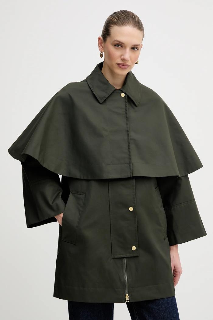 Palton Avelle din material neted verde