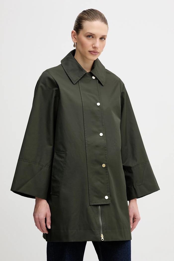 Palton Avelle din material neted verde