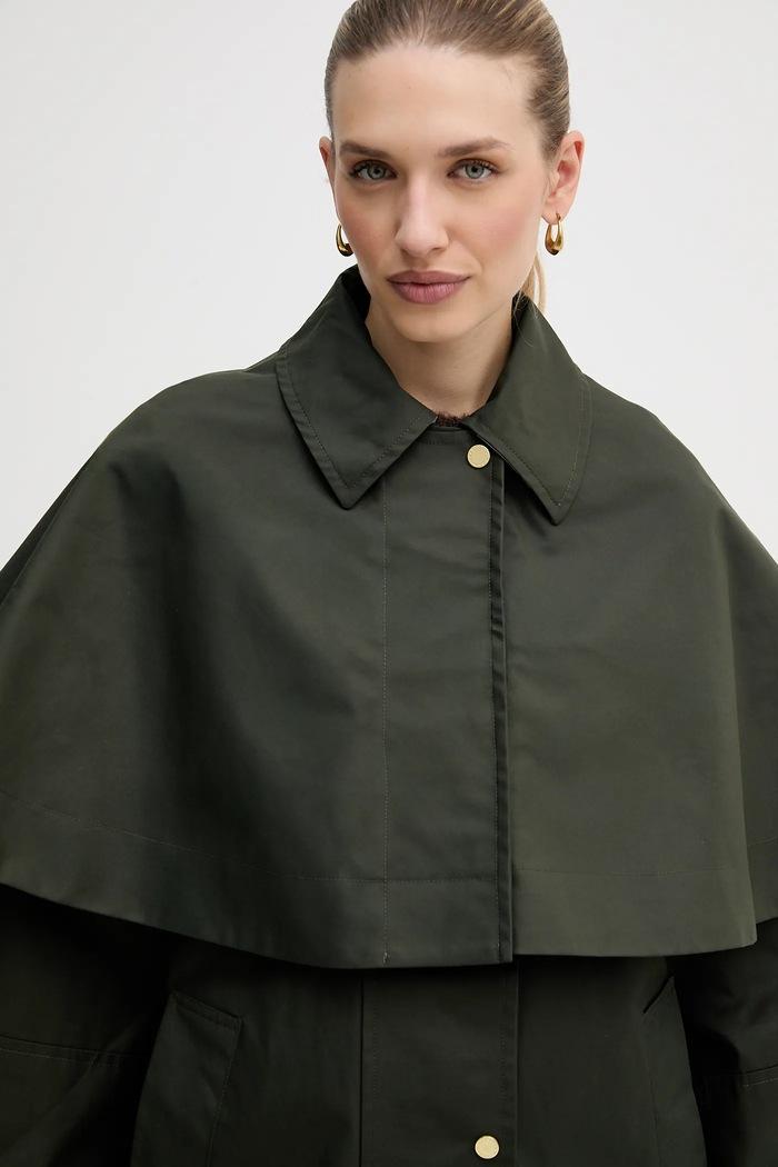 Palton Avelle din material neted verde