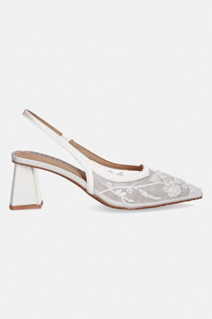 Pantofi Avelle stiletto cu toc gros albi