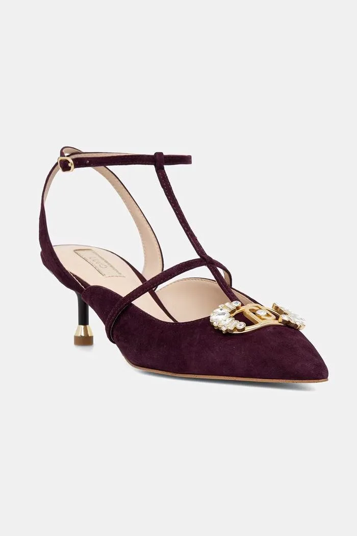Pantofi Avelle stiletto din nubuc bordo