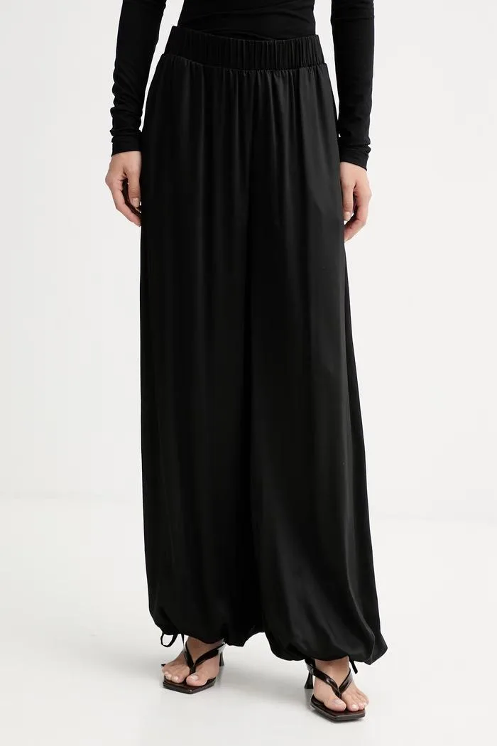 Pantaloni Avelle wide leg pentru femei din vâscoză negri
