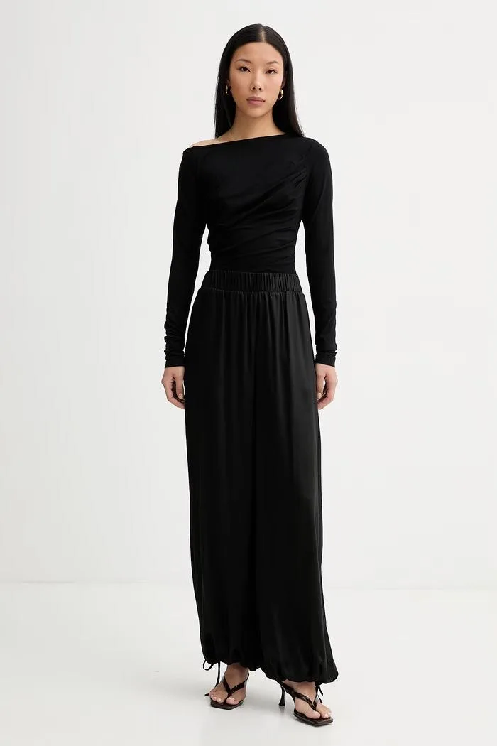 Pantaloni Avelle wide leg pentru femei din vâscoză negri