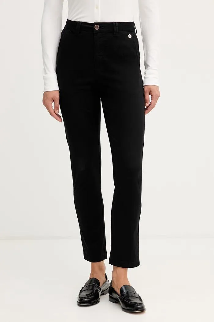 Pantaloni Avelle chinos pentru femei din bumbac negri