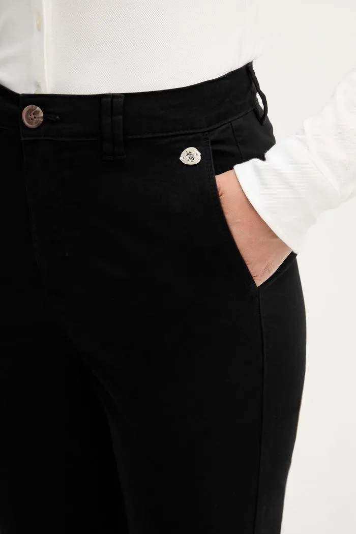 Pantaloni Avelle chinos pentru femei din bumbac negri