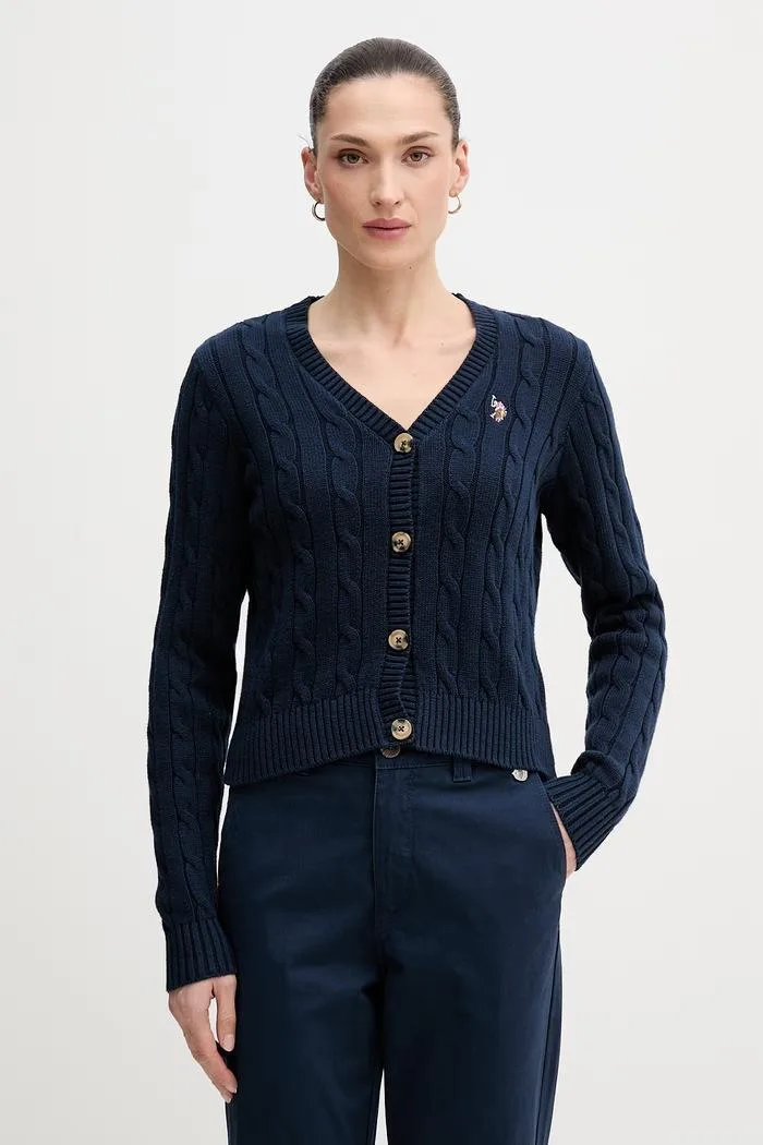 Cardigan Avelle pentru femei din bumbac bleumarin
