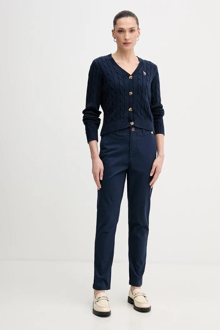 Cardigan Avelle pentru femei din bumbac bleumarin