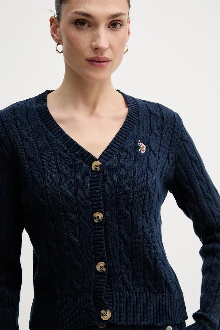 Cardigan Avelle pentru femei din bumbac bleumarin