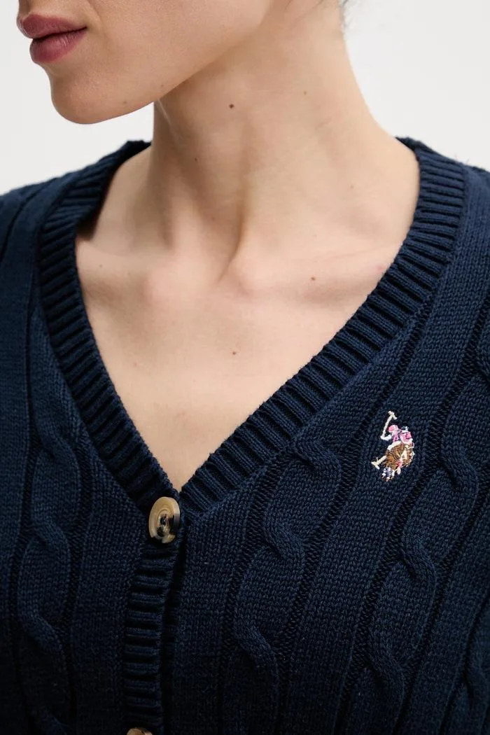Cardigan Avelle pentru femei din bumbac bleumarin