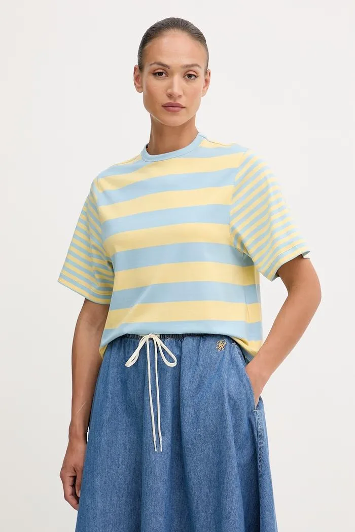 Tricou Avelle pentru femei din bumbac cu elastan galben